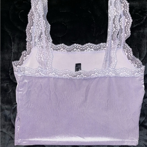lavender velvet crop top with lace detail!!🦄 - Picture 2 of 5